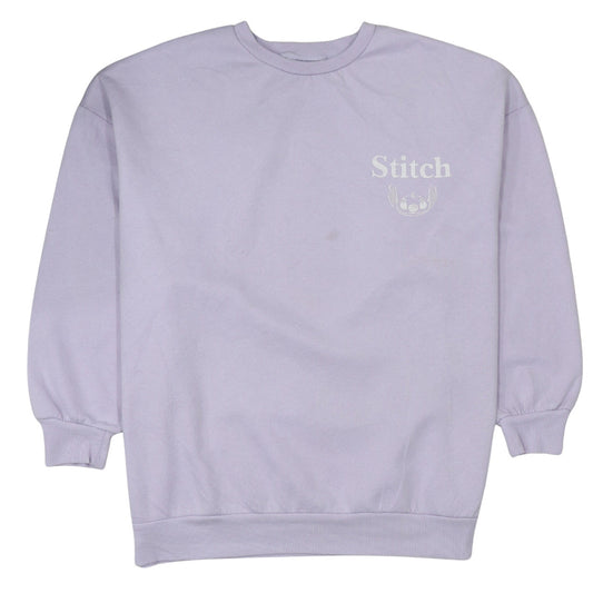 Disney Primark Women Lilac Stitch Sweatshirt L Cotton Blend