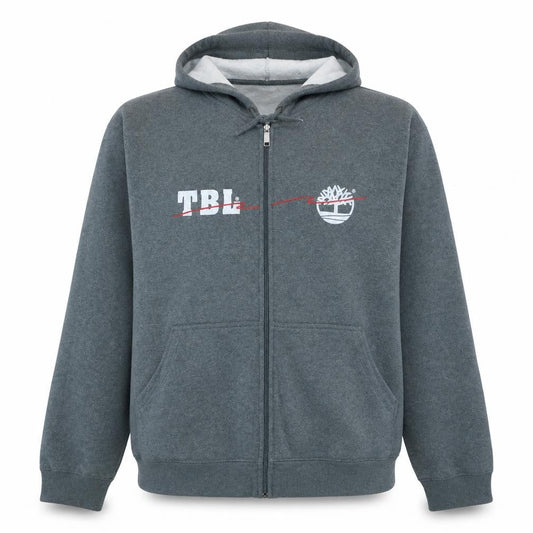 Timberland Men's Grey Full Zip Logo Hoodie XL Regular Fit