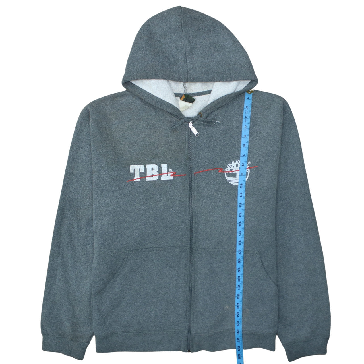 Timberland Men's Grey Full Zip Logo Hoodie XL Regular Fit