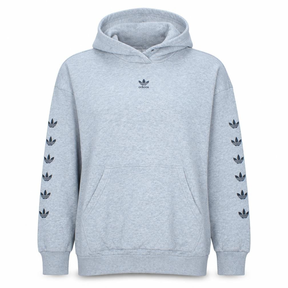 Adidas Womens Grey Hooded Pullover Hoodie Size 12 Logo Print