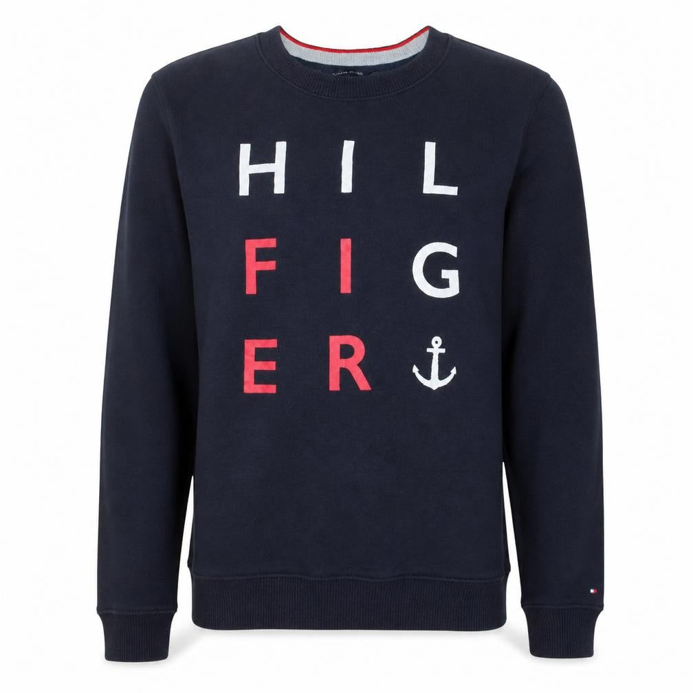 Tommy Hilfiger Men's Blue Graphic Logo Pullover Sweatshirt S