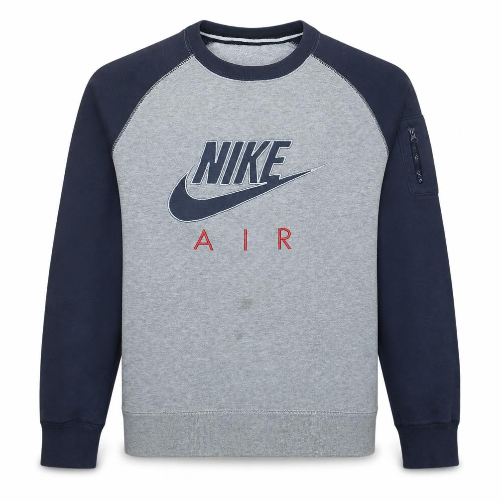 Nike Men Grey Pullover Sweatshirt L Crew Neck Logo Fleece Jumper
