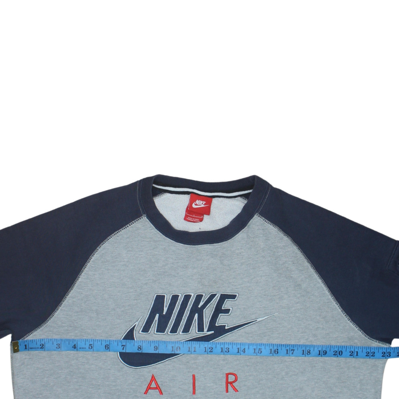 Nike Men Grey Pullover Sweatshirt L Crew Neck Logo Fleece Jumper
