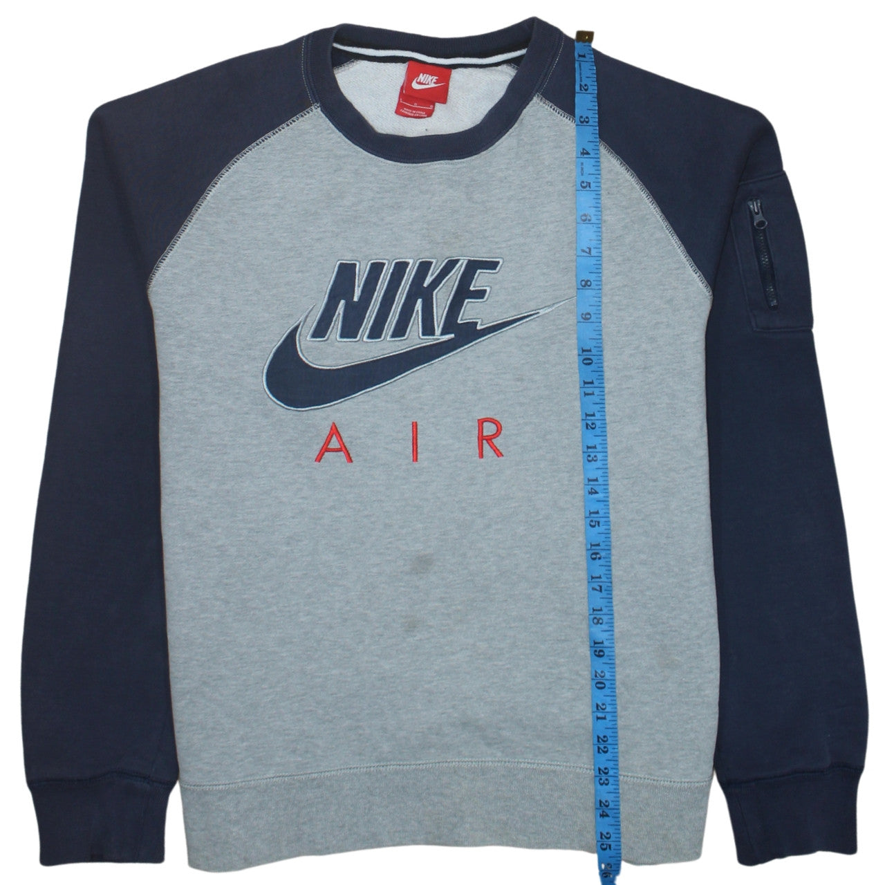 Nike Men Grey Pullover Sweatshirt L Crew Neck Logo Fleece Jumper