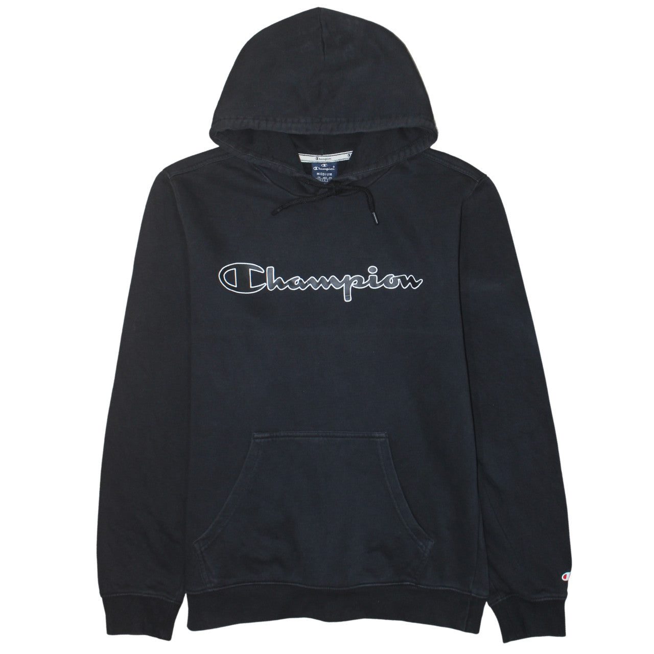 Champion Men’s Black Pullover Hoodie Medium Logo Fleece Sweatshirt