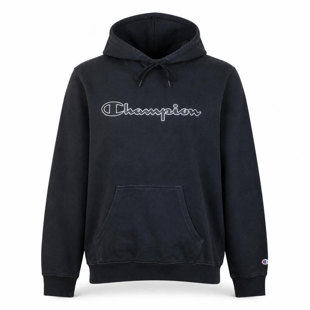 Champion Men’s Black Pullover Hoodie Medium Logo Fleece Sweatshirt
