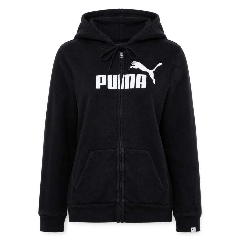 Puma Womens Black XS Full Zip Hoodie Sweatshirt with Logo