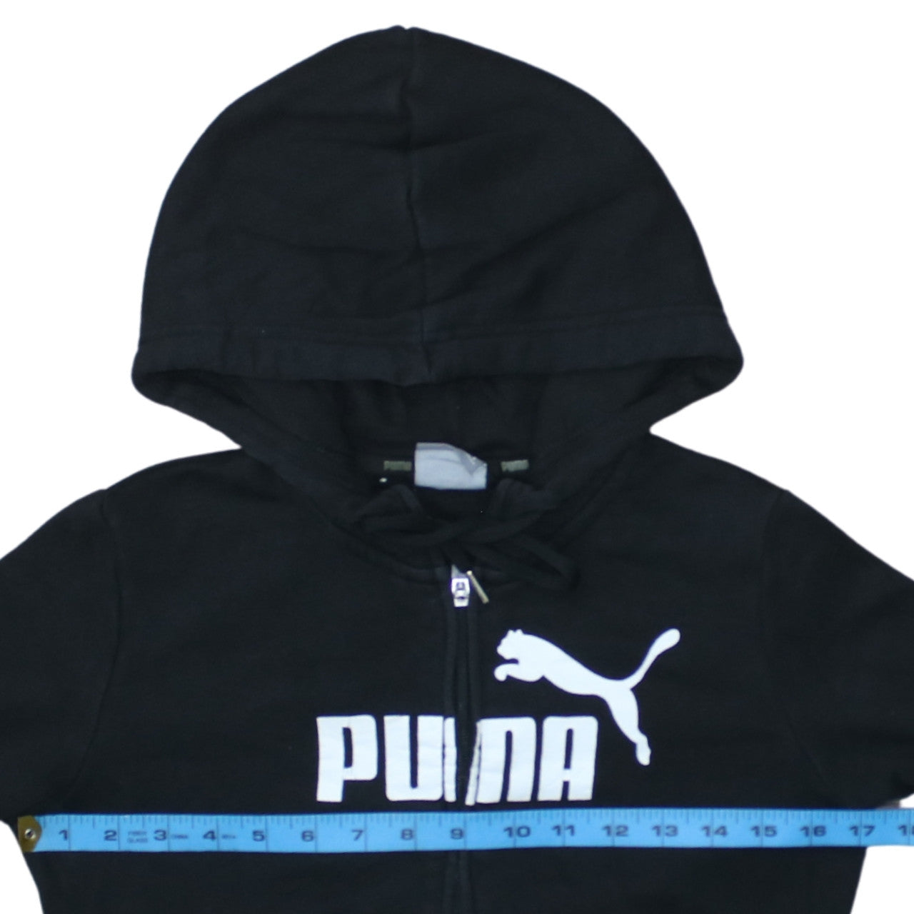 Puma Womens Black XS Full Zip Hoodie Sweatshirt with Logo