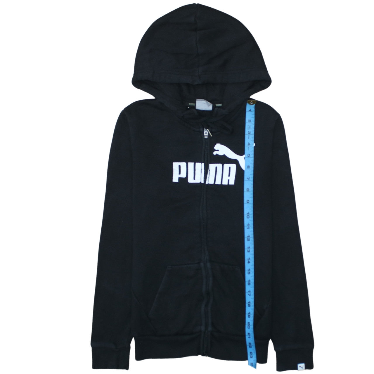 Puma Womens Black XS Full Zip Hoodie Sweatshirt with Logo