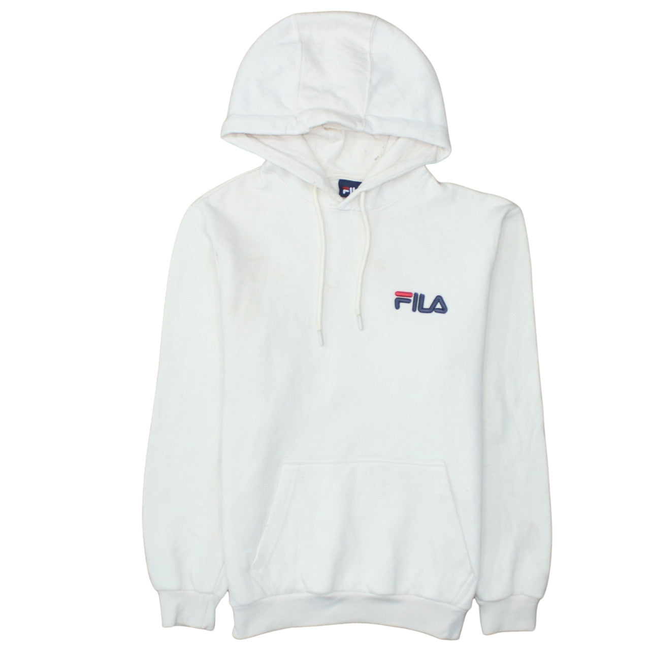 Fila Men's White Pullover Hoodie Size M Logo Sports Sweatshirt
