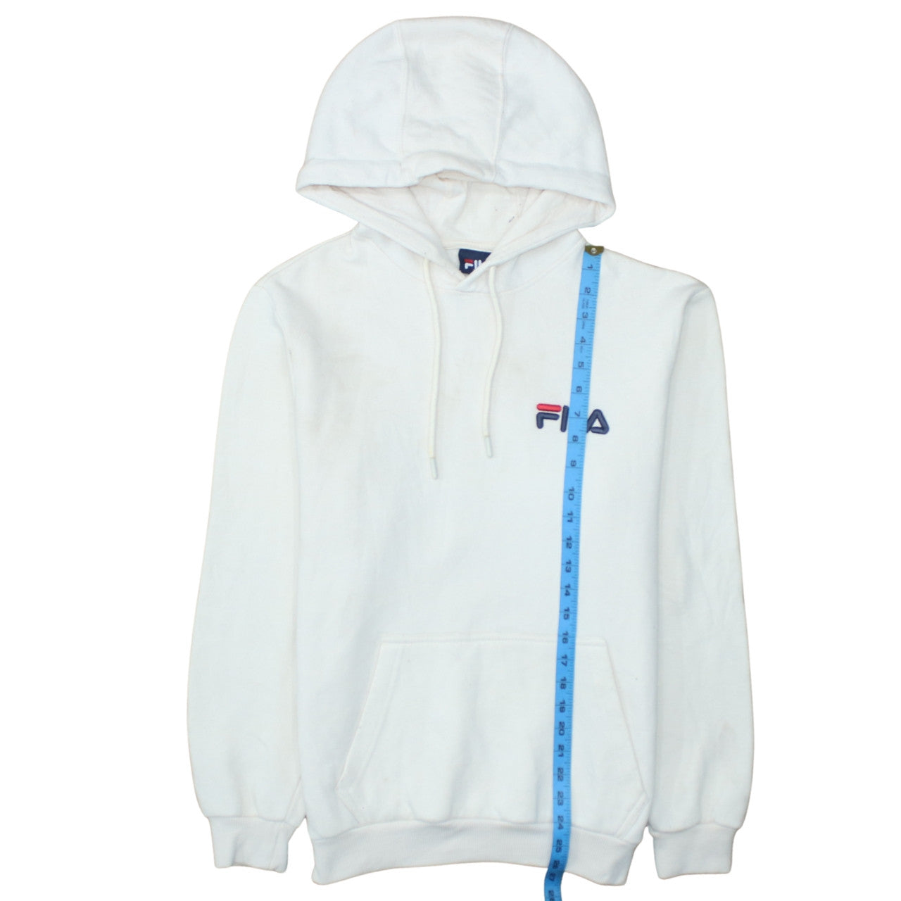 Fila Men's White Pullover Hoodie Size M Logo Sports Sweatshirt