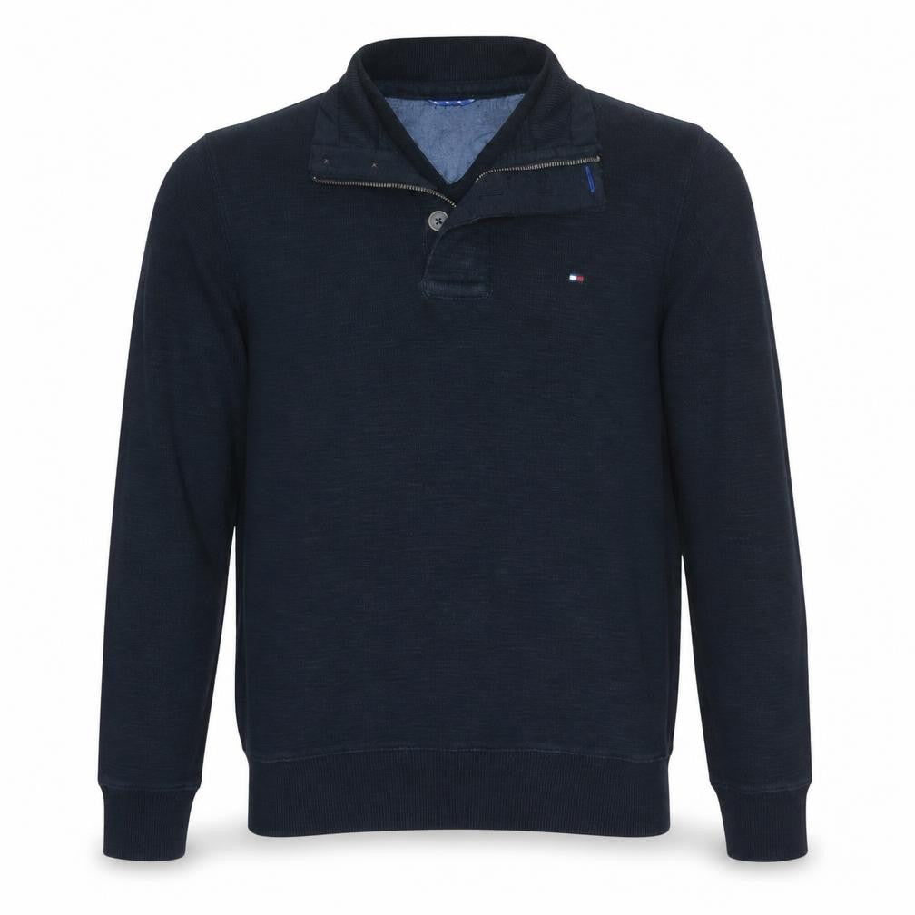 Tommy Hilfiger Men's Blue Collared 1/4 Zip Cotton Jumper XS