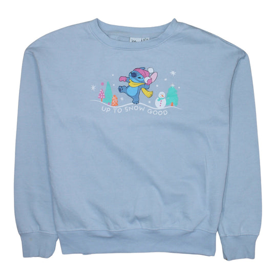 Disney Primark Cares Women Blue XS Pullover Sweatshirt Stitch Winter Theme