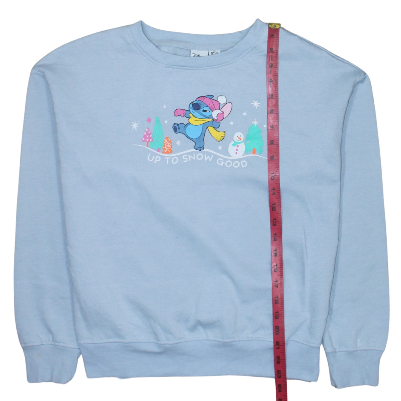 Disney Primark Cares Women Blue XS Pullover Sweatshirt Stitch Winter Theme