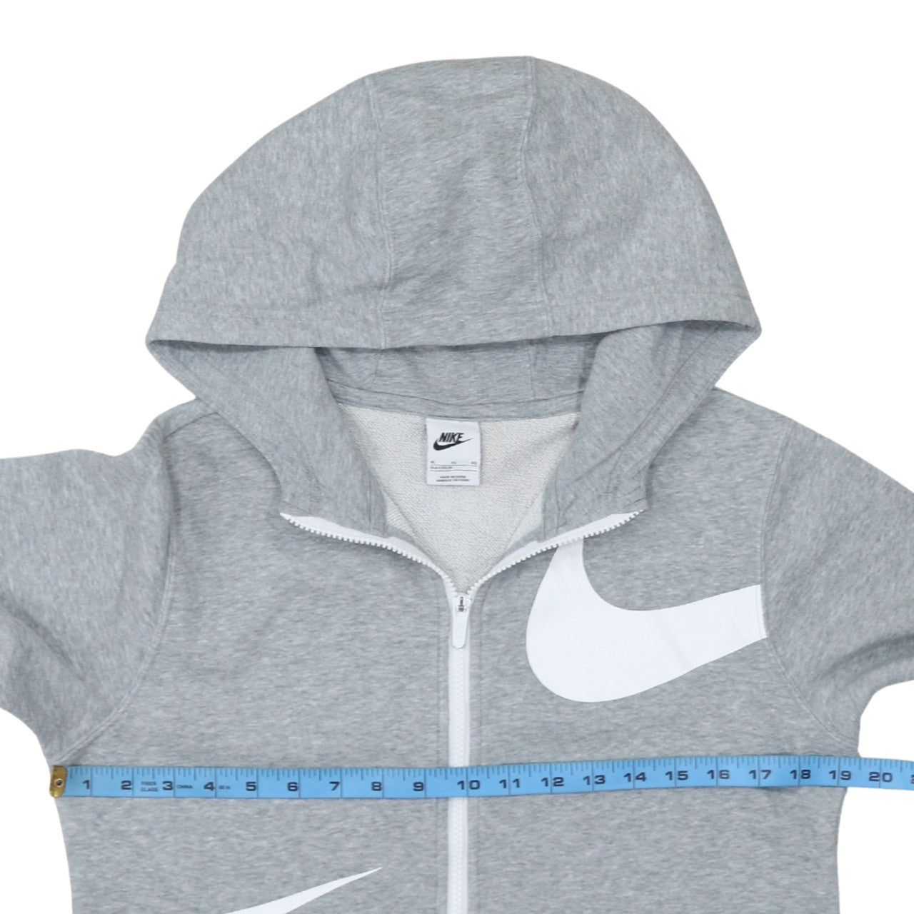 Nike Boys Grey Full Zip Hoodie XL Fleece Logo Sweatshirt
