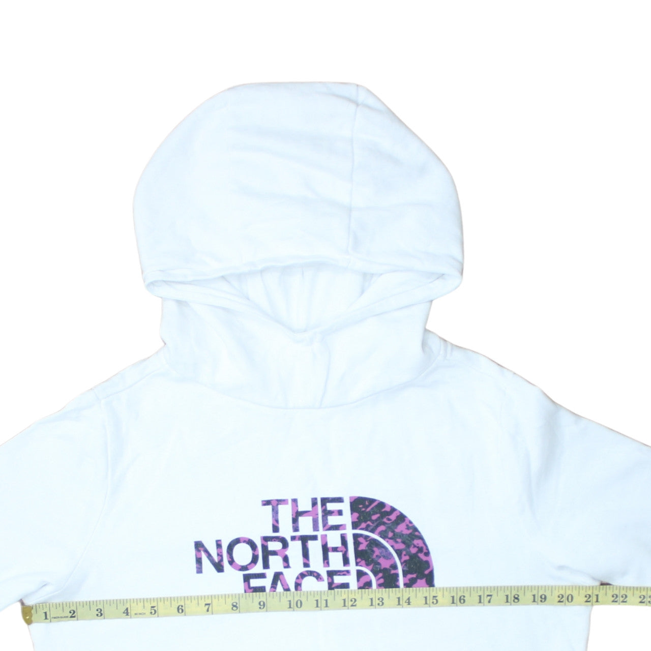 The North Face Girls White XL Pullover Hoodie with Purple Logo