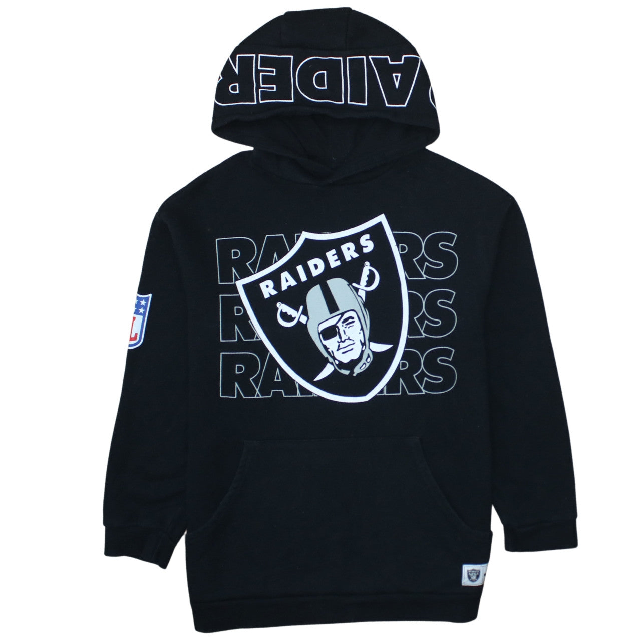 NFL Raiders Boys Black Pullover Hoodie 12-13 Years Hooded Fleece Sweatshirt