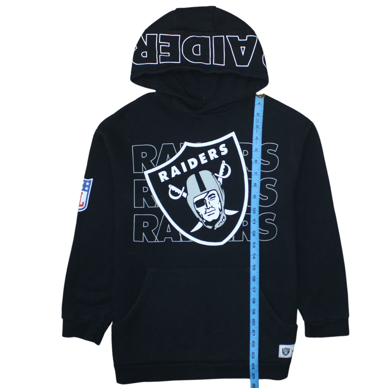 NFL Raiders Boys Black Pullover Hoodie 12-13 Years Hooded Fleece Sweatshirt