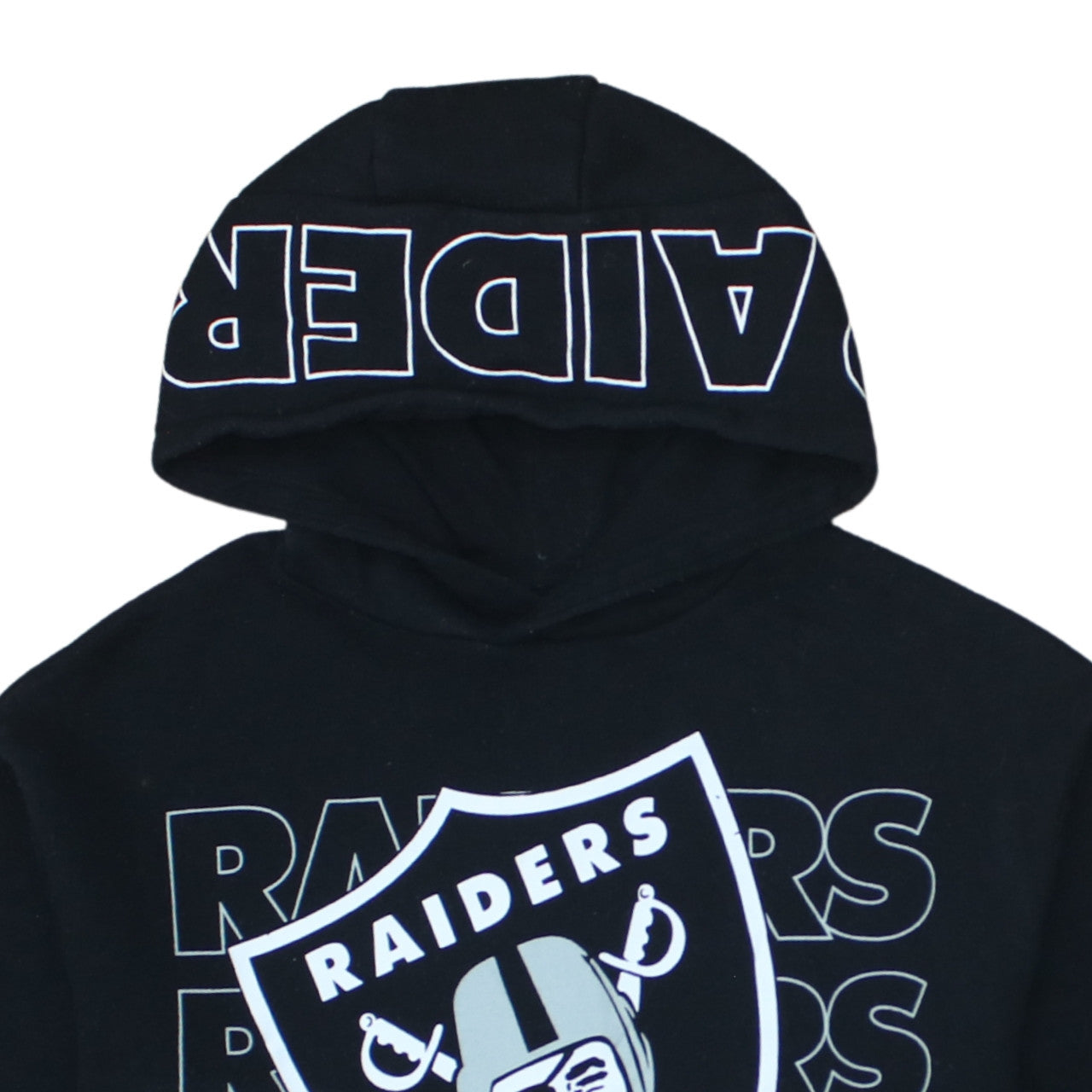 NFL Raiders Boys Black Pullover Hoodie 12-13 Years Hooded Fleece Sweatshirt