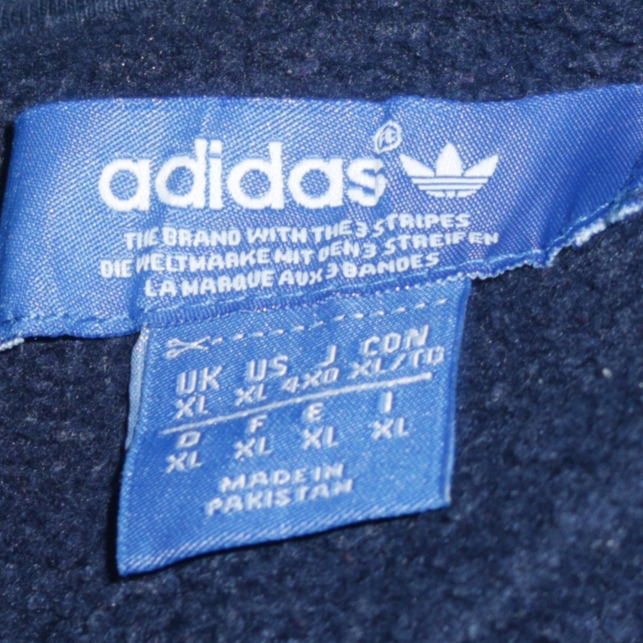 Adidas Men Blue XL Pullover Hoodie with Logo Graphic Print