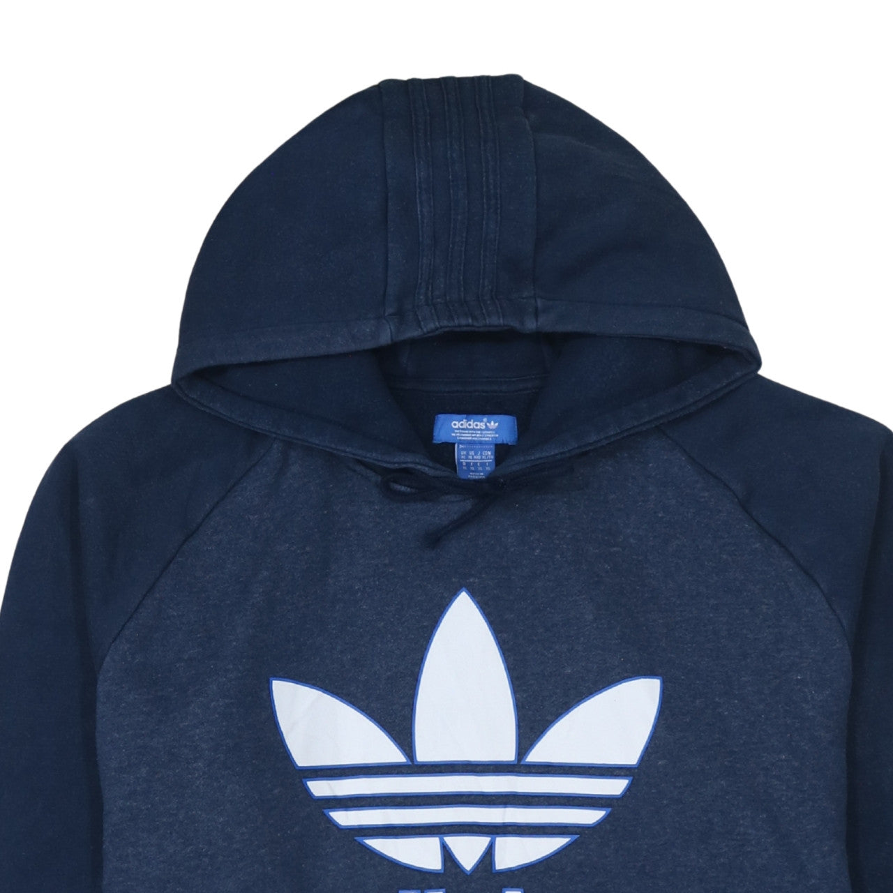Adidas Men Blue XL Pullover Hoodie with Logo Graphic Print