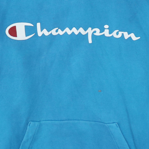 Champion Men's Blue Pullover Hoodie Small Fleece Logo Sweatshirt