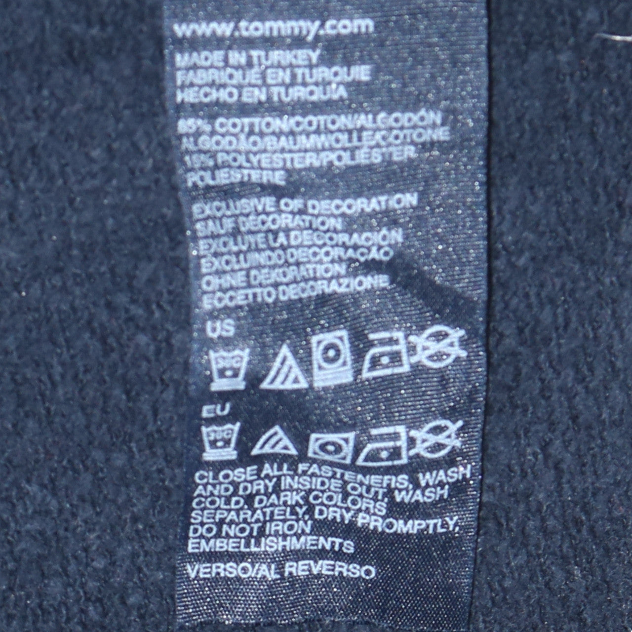 Tommy Hilfiger Men Blue Full Zip Sweatshirt XXL Cotton Fleece