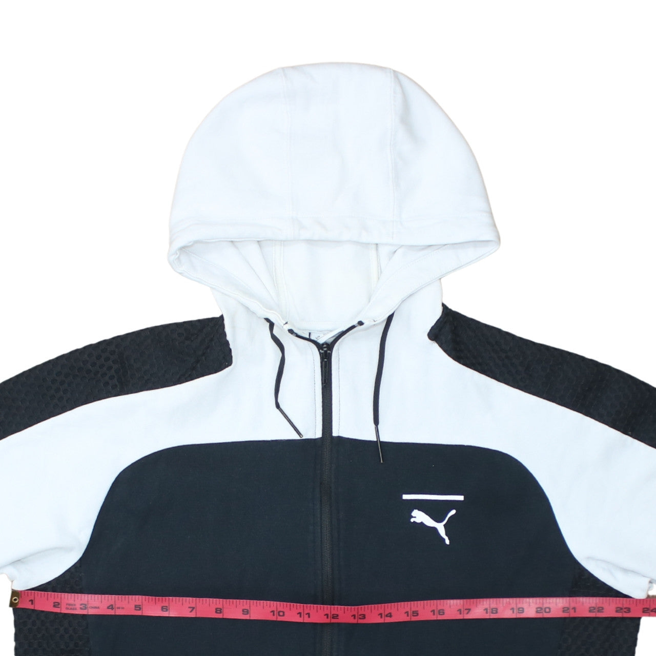 Puma Men's Black White Full Zip Hoodie Size L Sportswear
