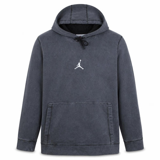 Front view of Jordan Men’s Grey Pullover Hoodie L Fleece Kangaroo Pocket