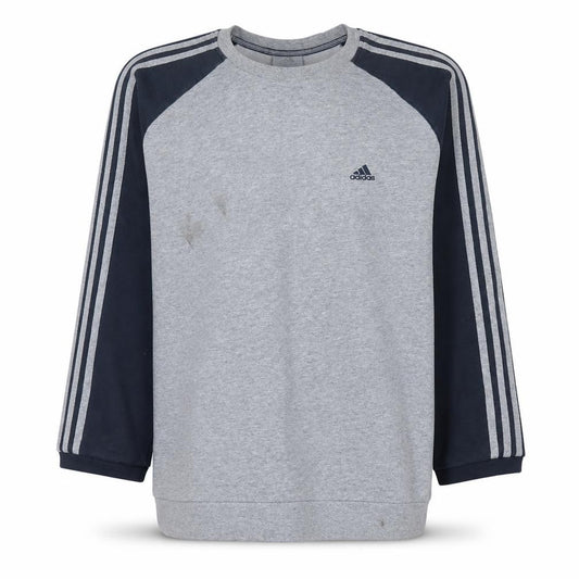 Adidas Men's Grey Crew Neck Pullover Sweatshirt Size L Sports Style