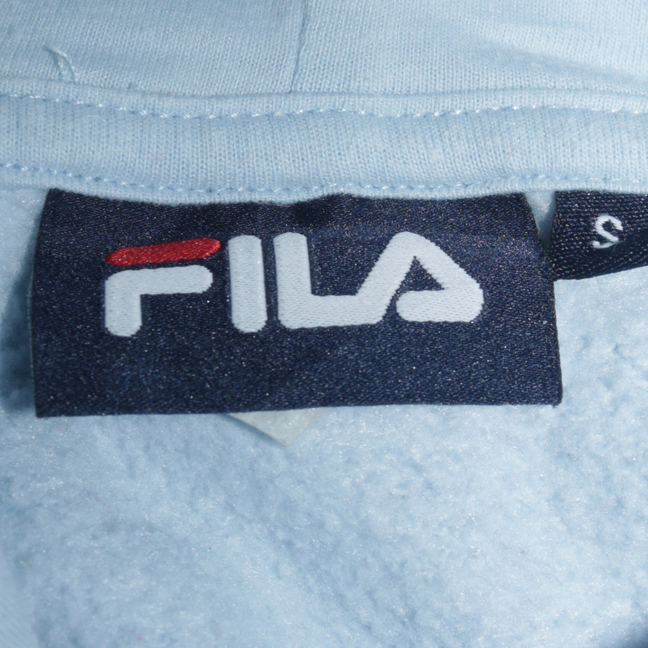 Fila Womens Light Blue Small Pullover Hoodie Rhinestone Logo Casual