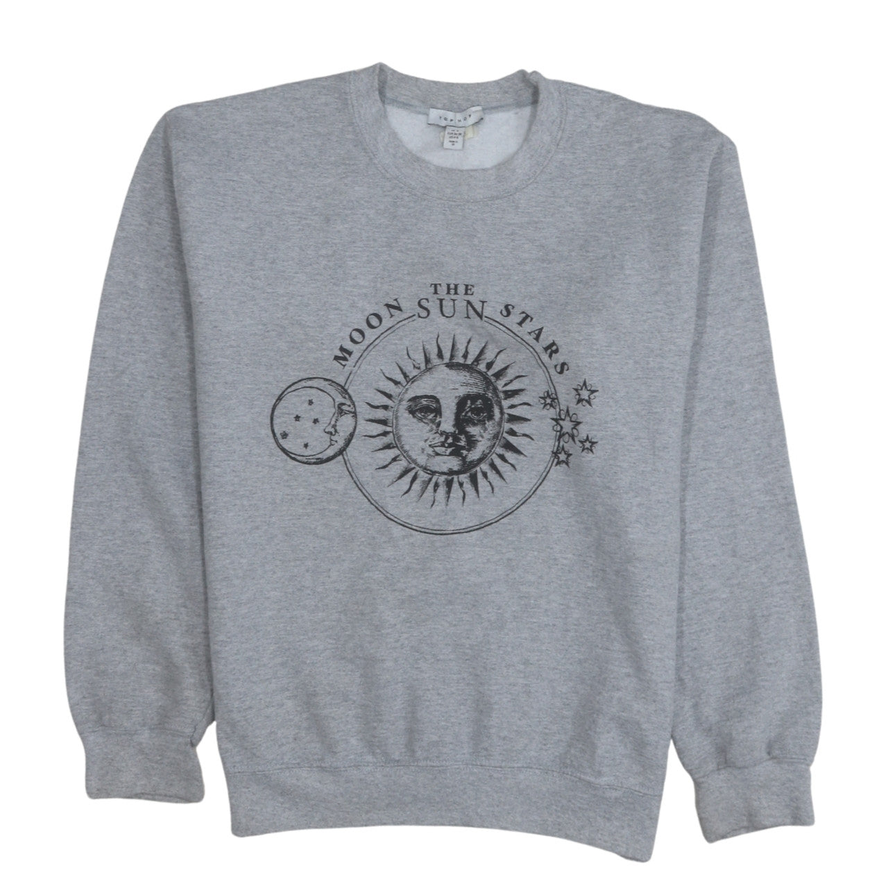 Topshop Women Grey Moon Sun Stars Pullover Sweatshirt Size S