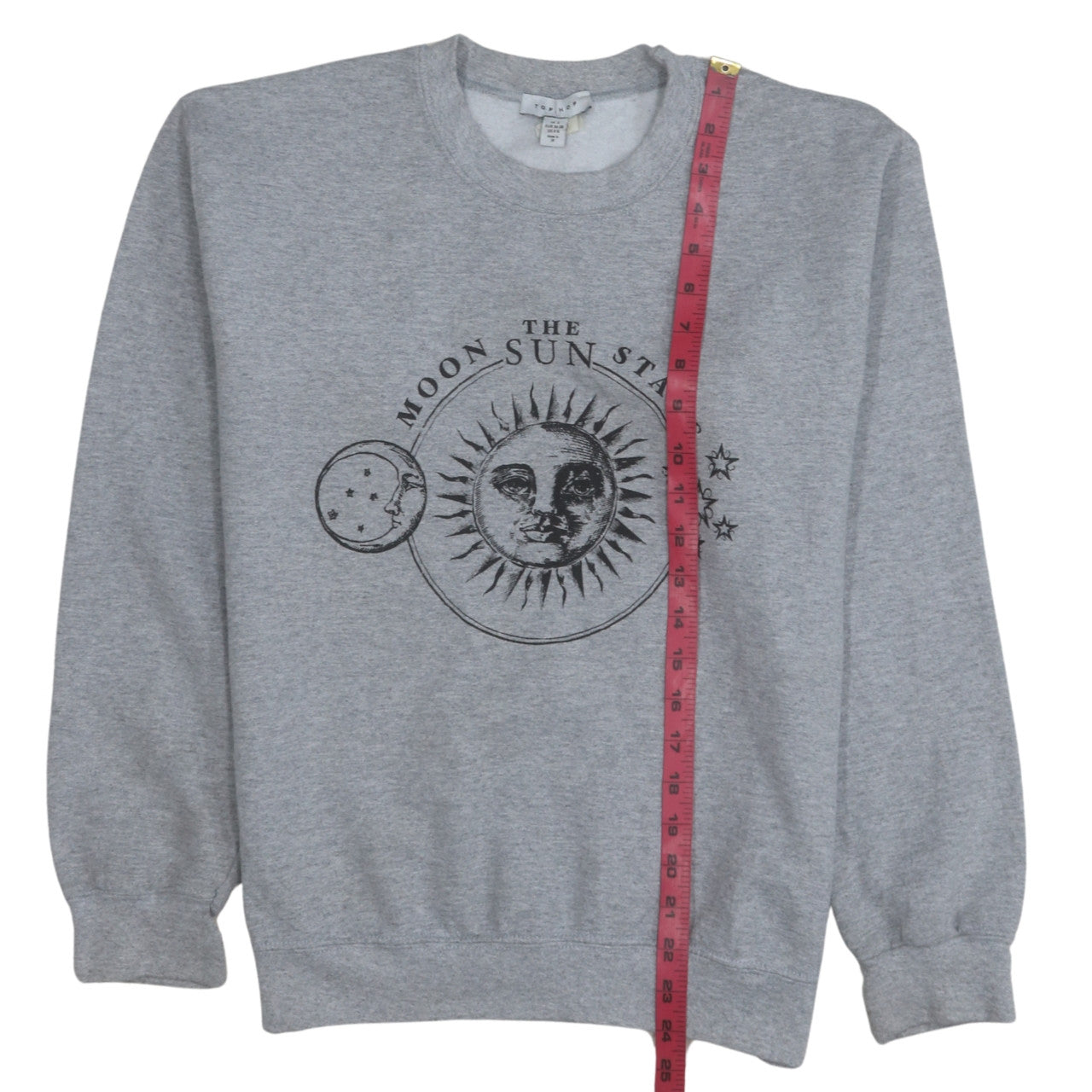 Topshop Women Grey Moon Sun Stars Pullover Sweatshirt Size S