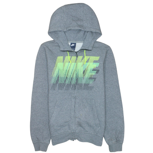 Nike Men's Grey Full Zip Hoodie S Sports Logo Sweatshirt