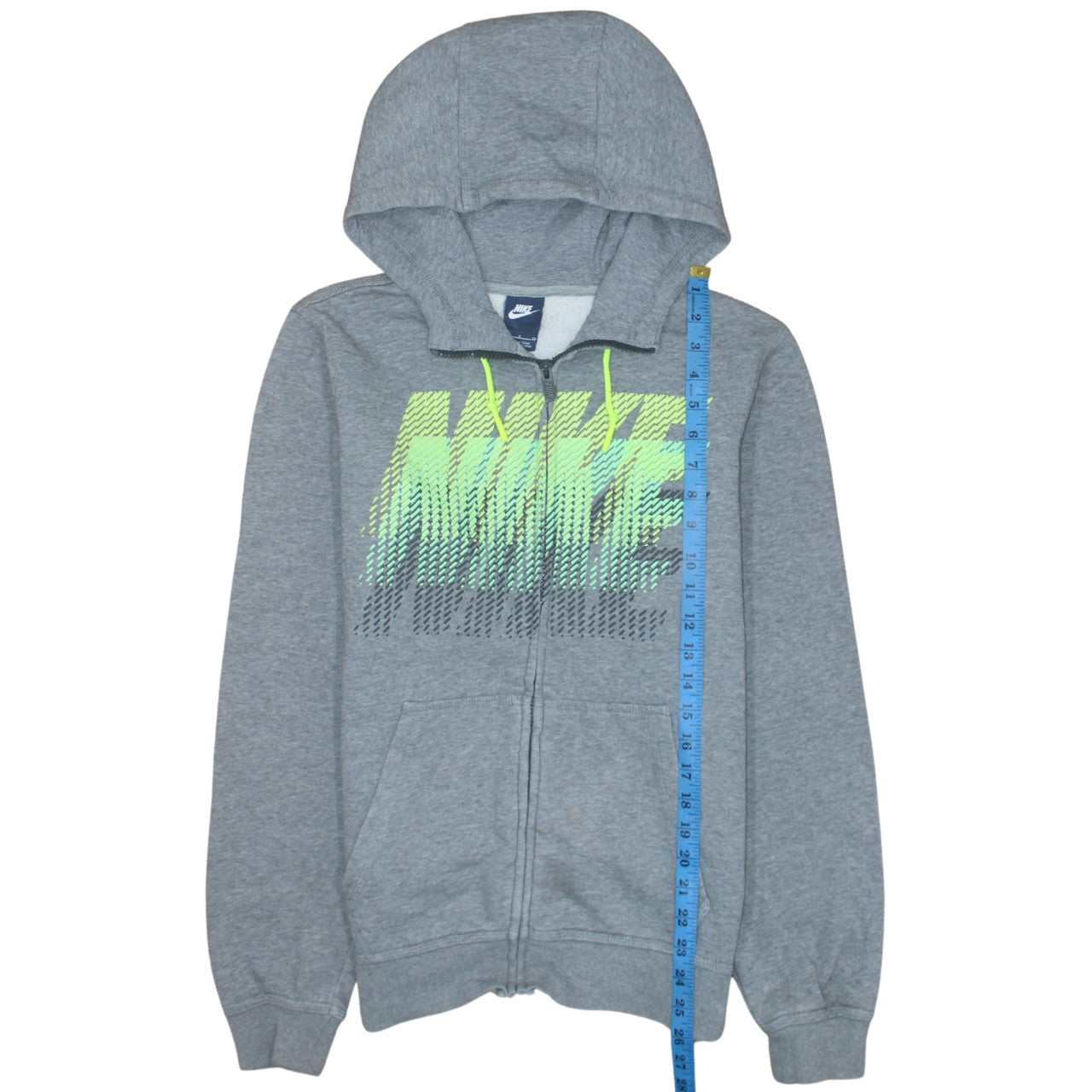 Nike Men's Grey Full Zip Hoodie S Sports Logo Sweatshirt