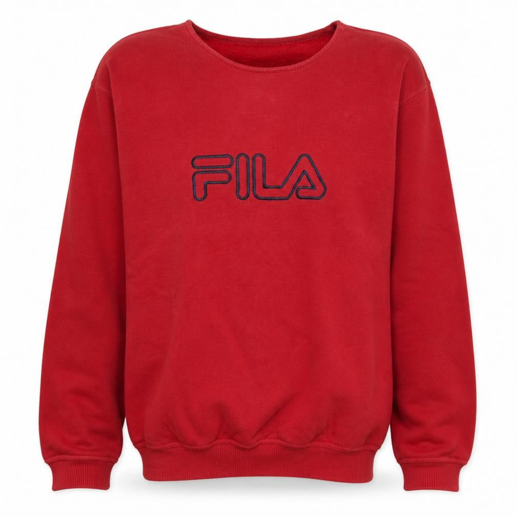 Fila Men's Red Pullover Sweatshirt Small Embroidered Logo Vintage