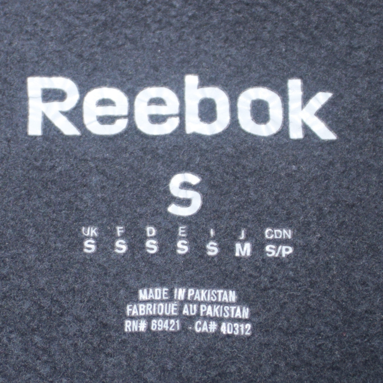 Reebok Men's Black Full Zip Sweatshirt Size S