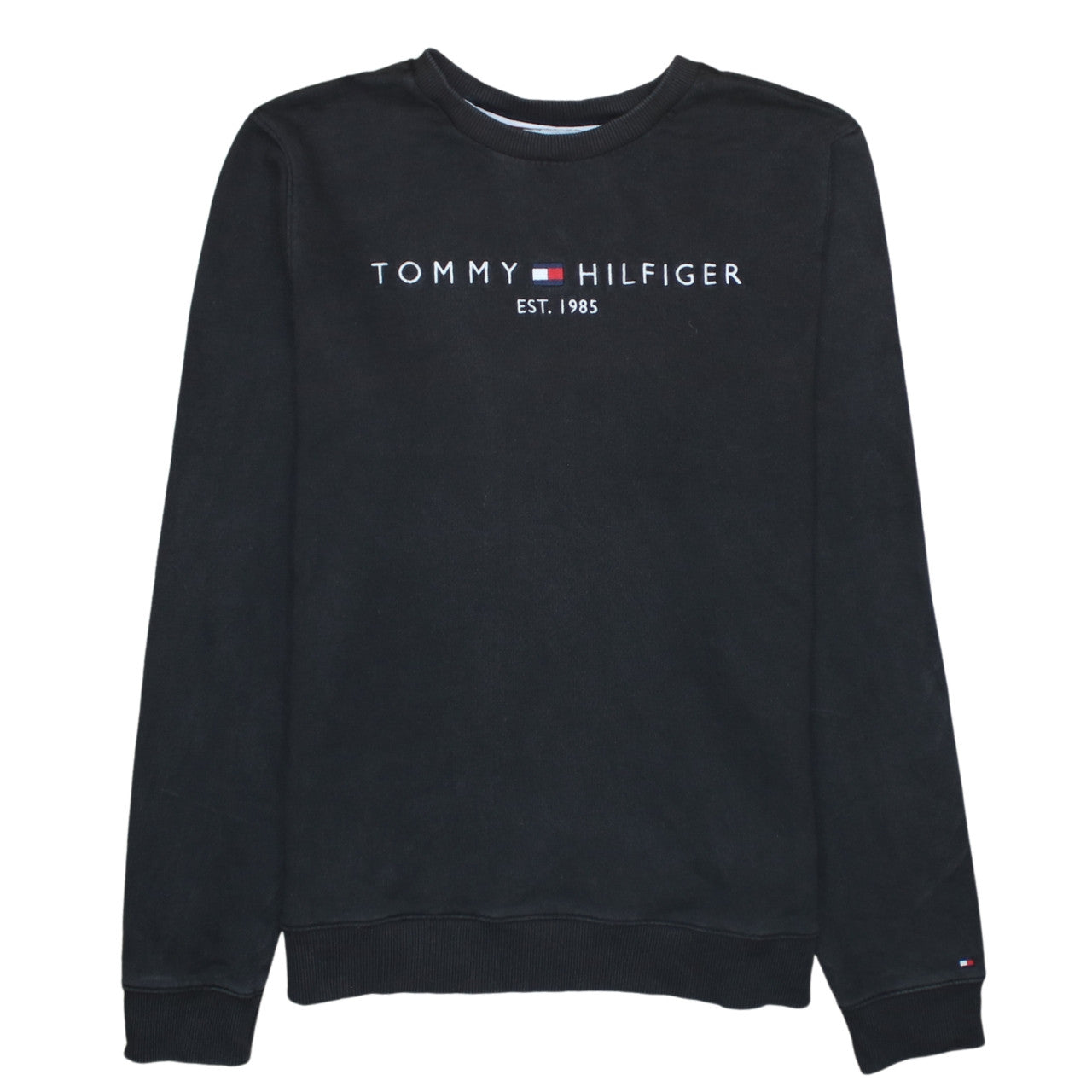 Tommy Hilfiger Men's Black Cotton Crew Neck Sweatshirt M