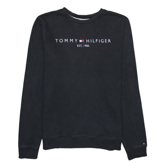 Tommy Hilfiger Men's Black Cotton Crew Neck Sweatshirt M