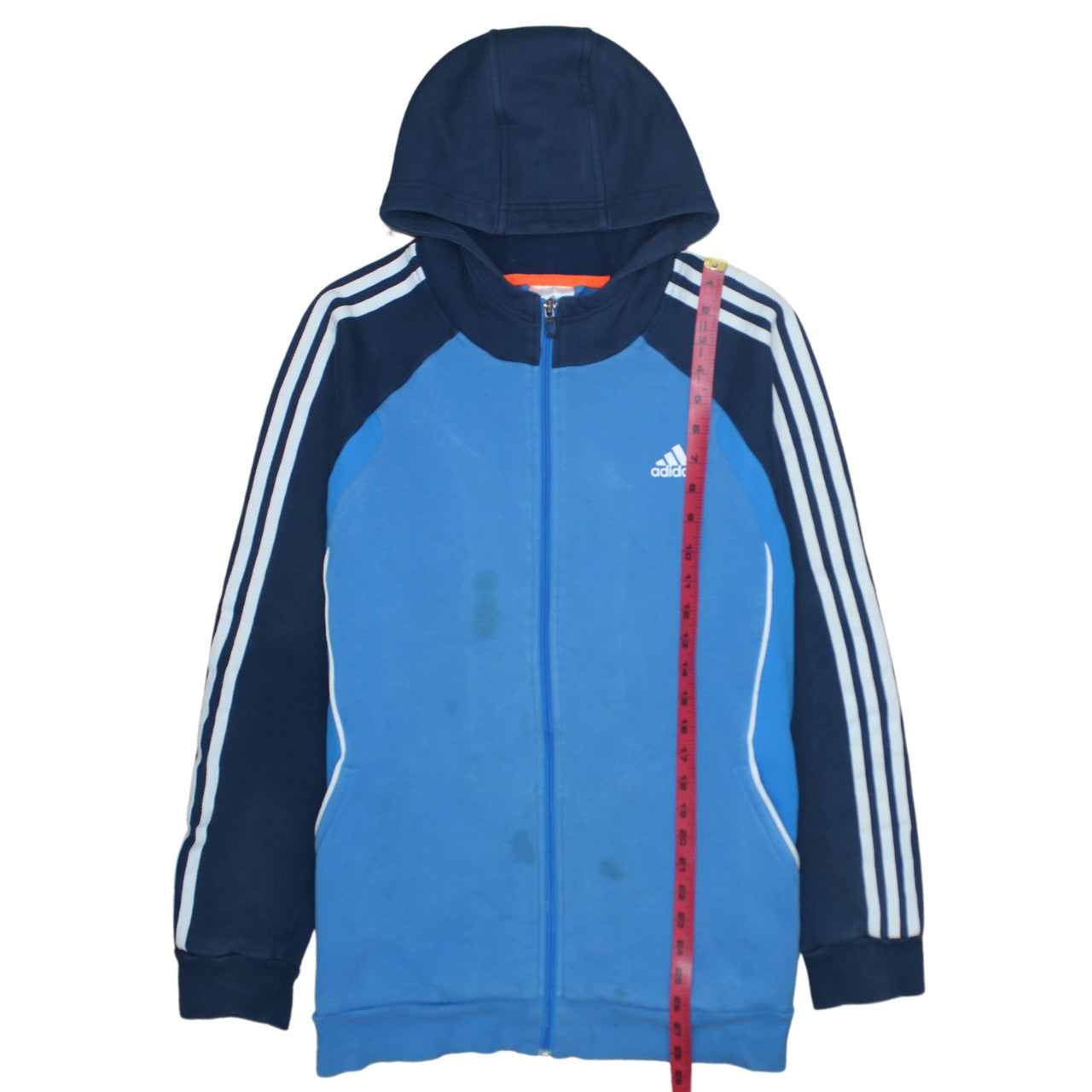 Adidas Men's Blue Full Zip Fleece Hoodie Size L Sportswear