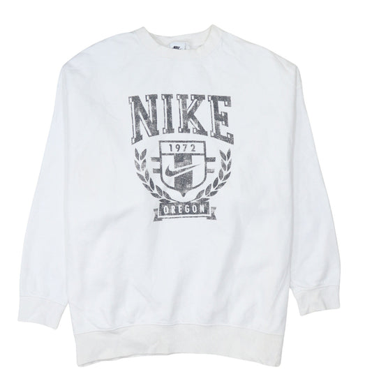 Nike Women White Pullover Sweatshirt S Crew Neck Oregon Print