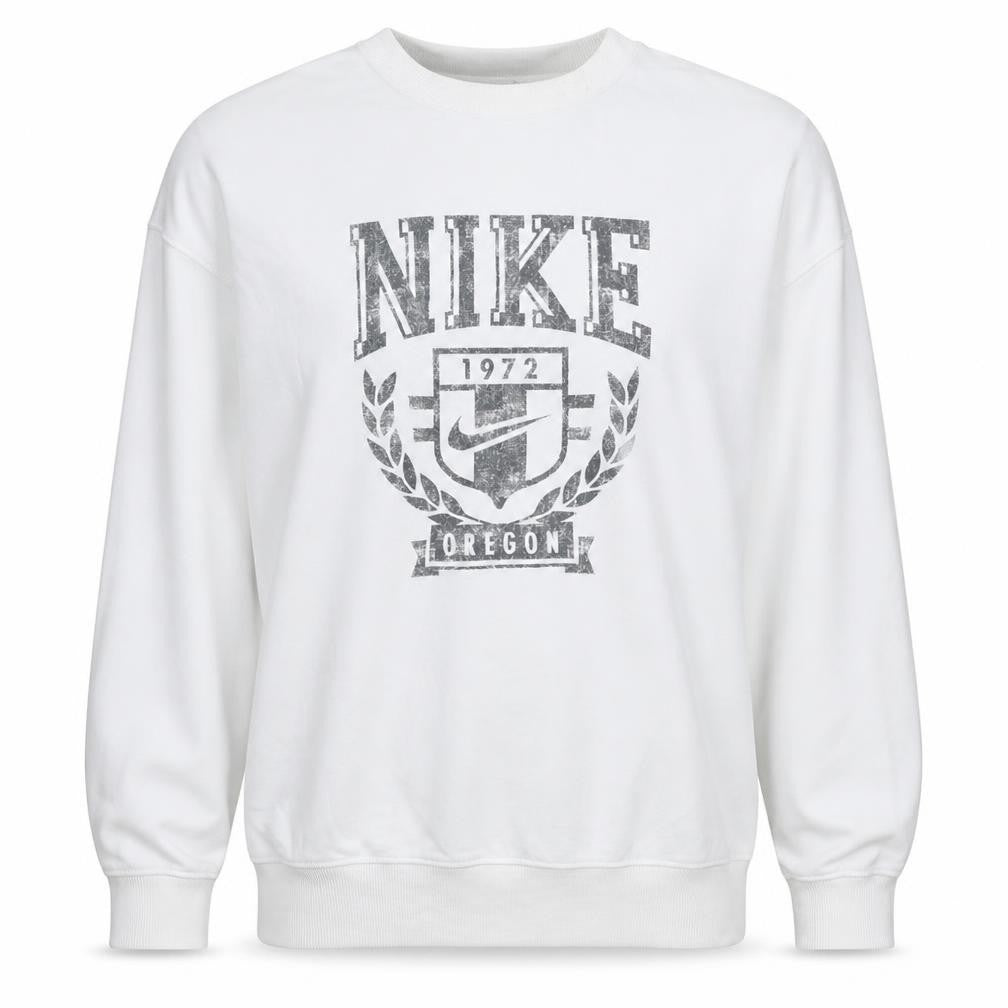 Nike Women White Pullover Sweatshirt S Crew Neck Oregon Print