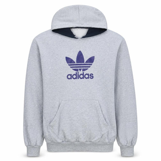 adidas Mens Grey XL Pullover Hoodie Trefoil Logo Fleece Sweatshirt