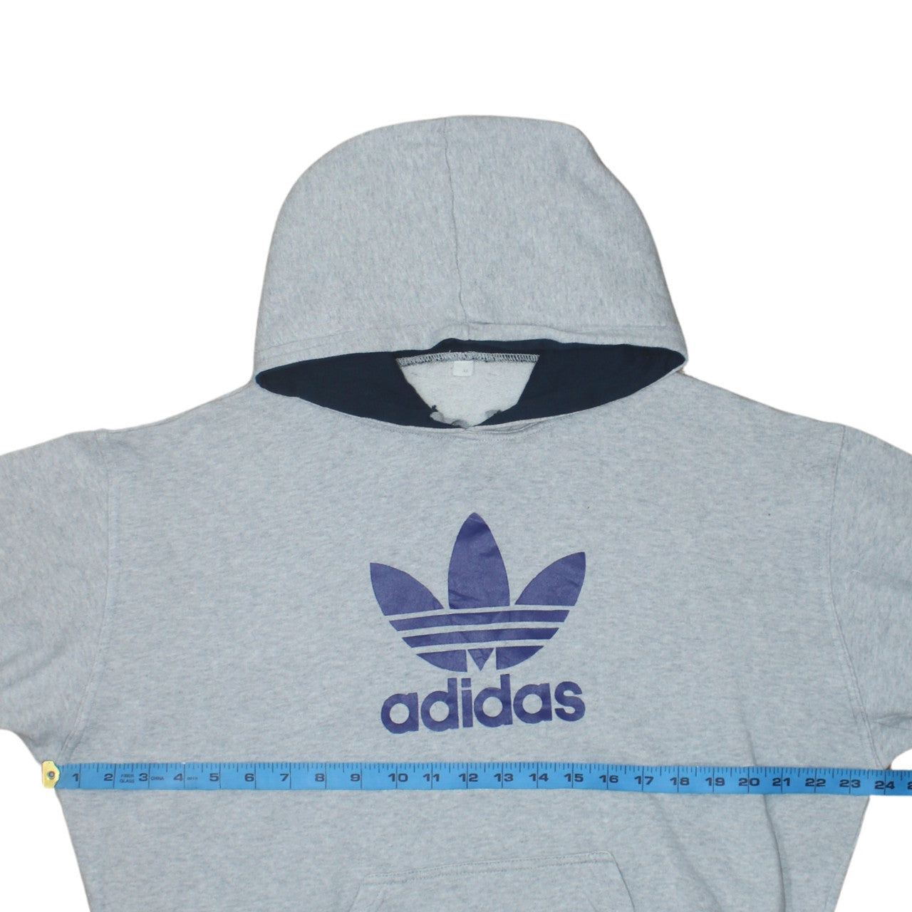 adidas Mens Grey XL Pullover Hoodie Trefoil Logo Fleece Sweatshirt