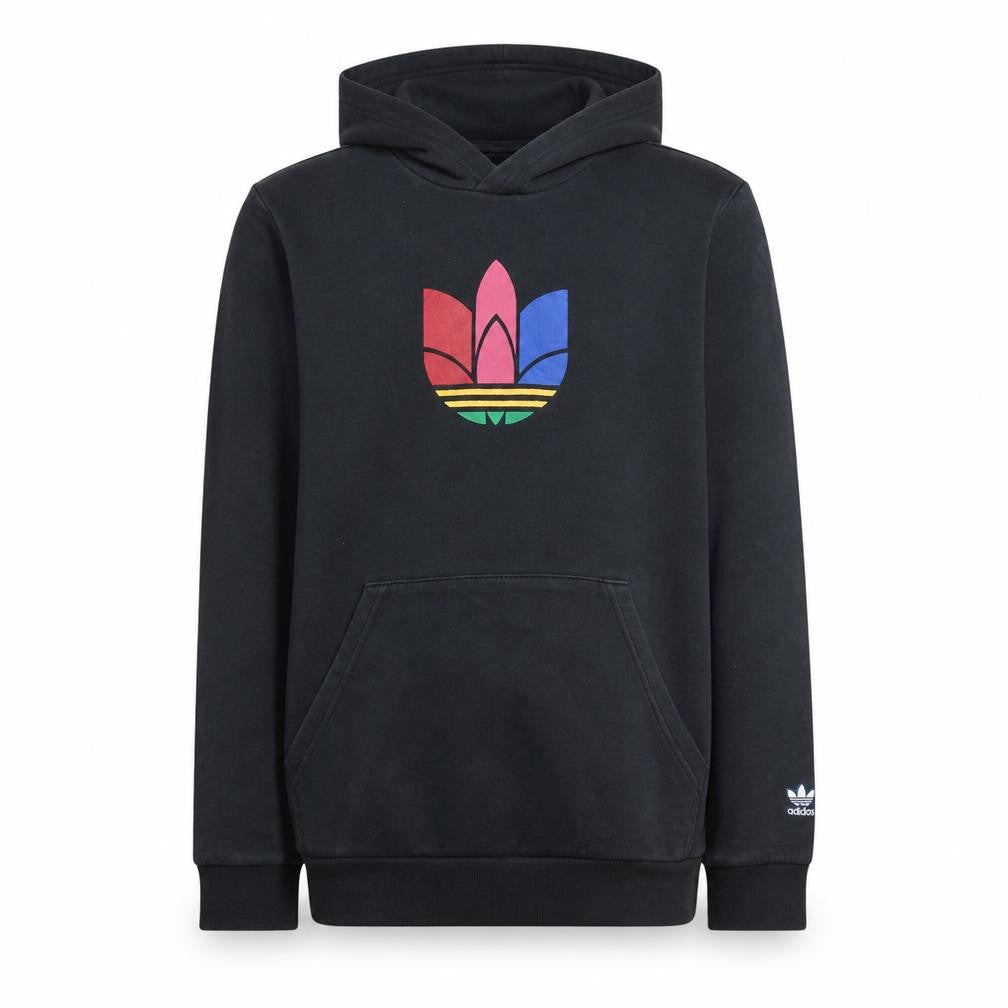 Adidas Boys Black Pullover Hoodie 14-15 Years Logo Print Sportswear