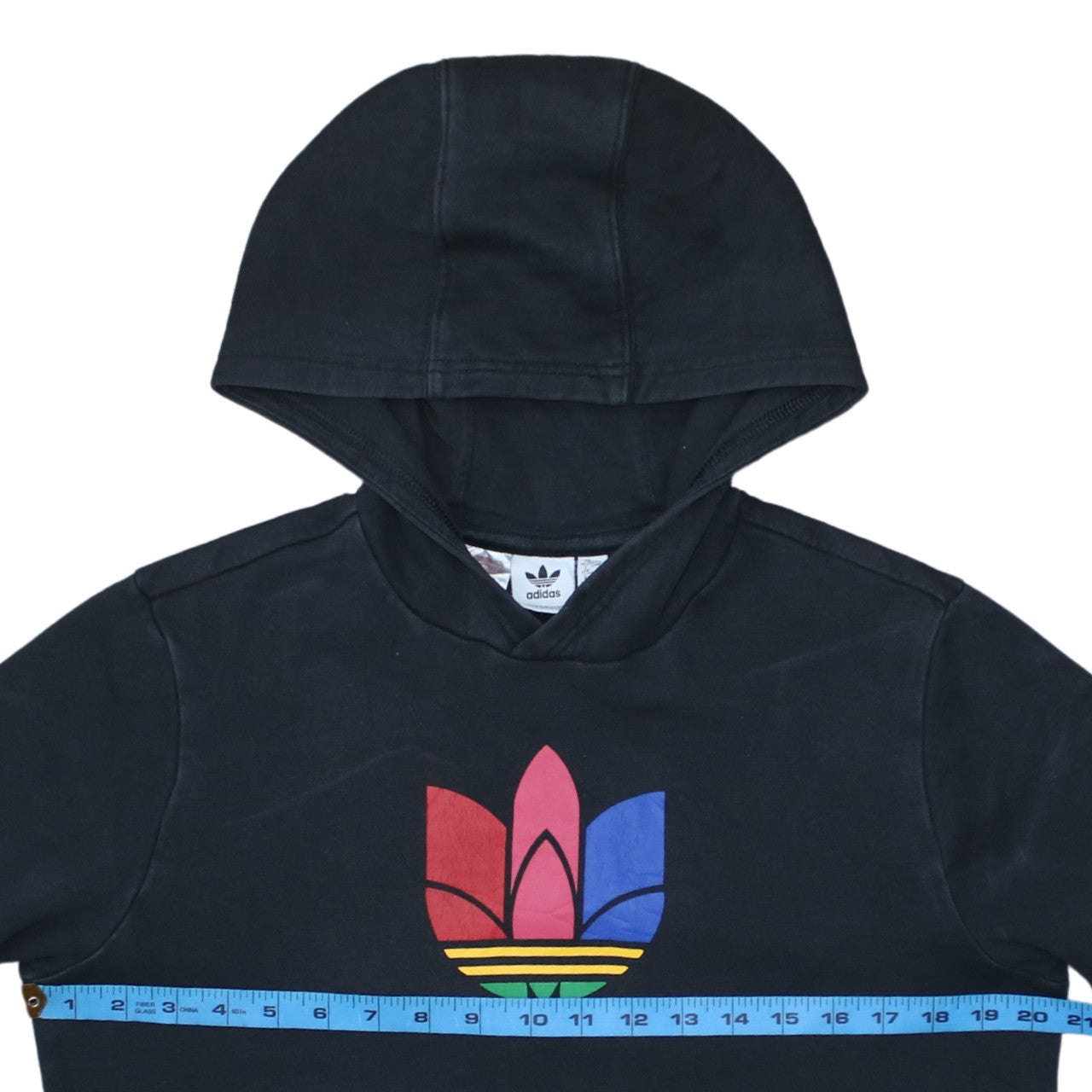 Adidas Boys Black Pullover Hoodie 14-15 Years Logo Print Sportswear