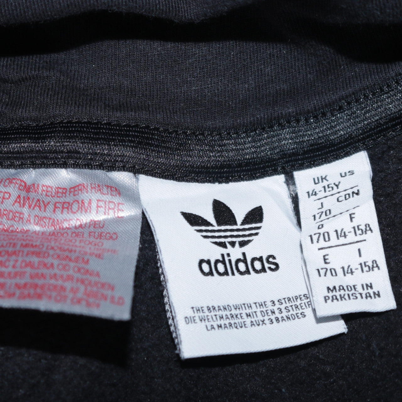 Adidas Boys Black Pullover Hoodie 14-15 Years Logo Print Sportswear
