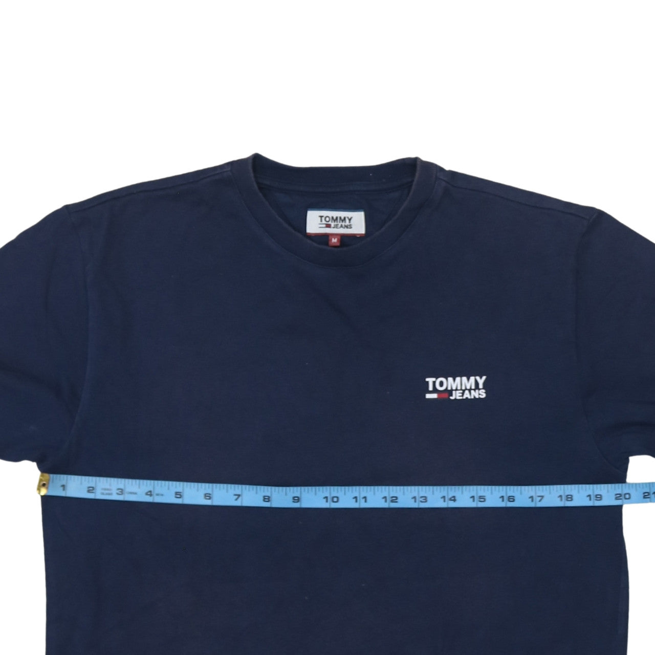 Tommy Jeans Men's Blue Crew Neck Regular Fit Cotton T-Shirt M