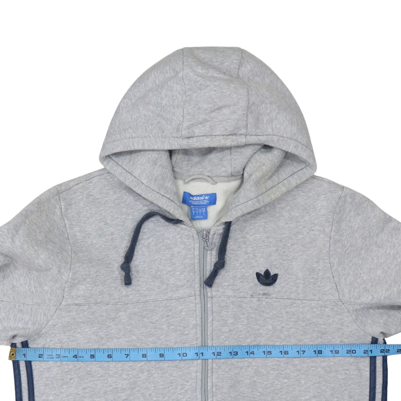 Adidas Men's Grey Full Zip Hoodie Size L Regular Fit Sportswear