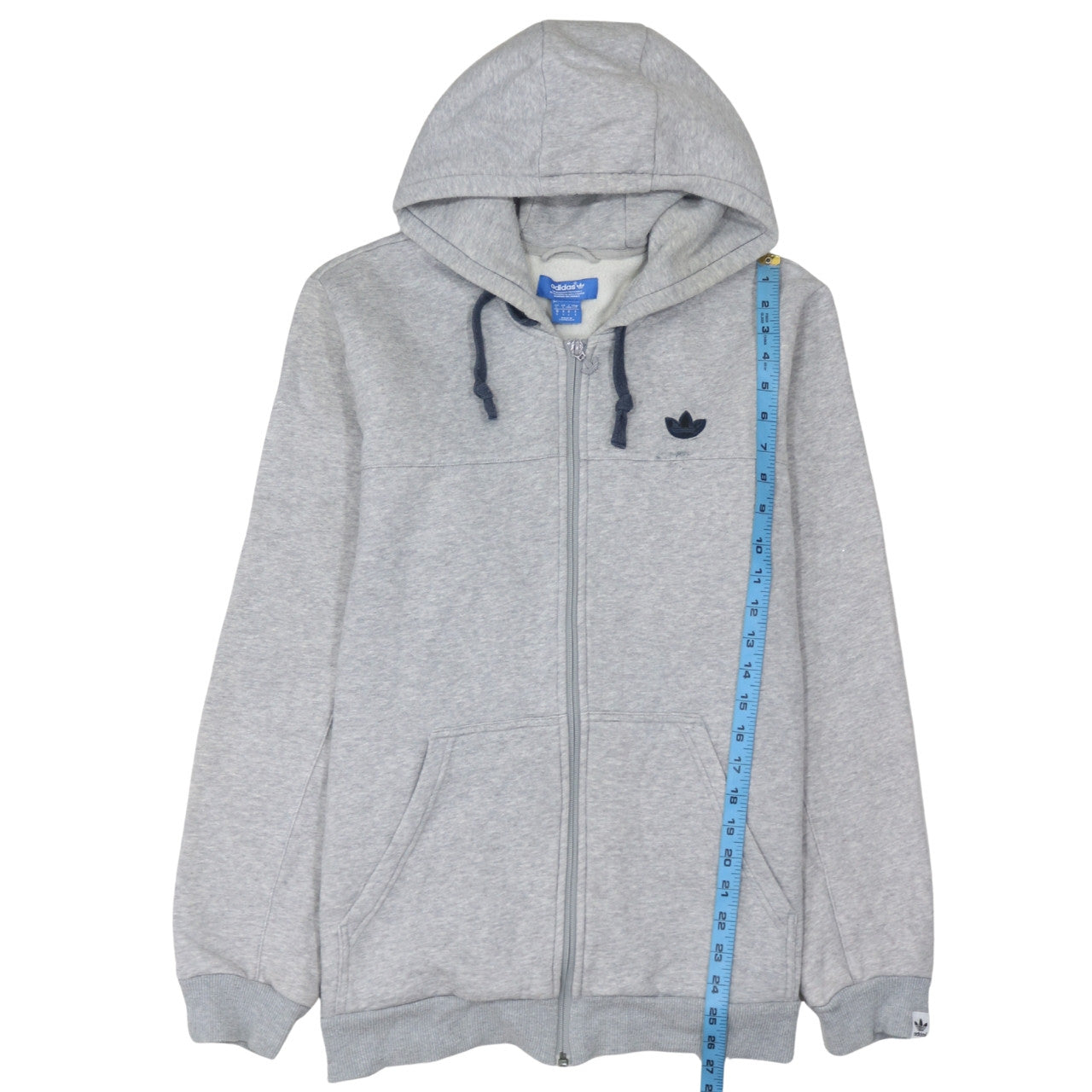 Adidas Men's Grey Full Zip Hoodie Size L Regular Fit Sportswear